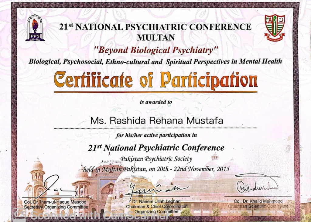 21st National Psychiatric Conference Participation